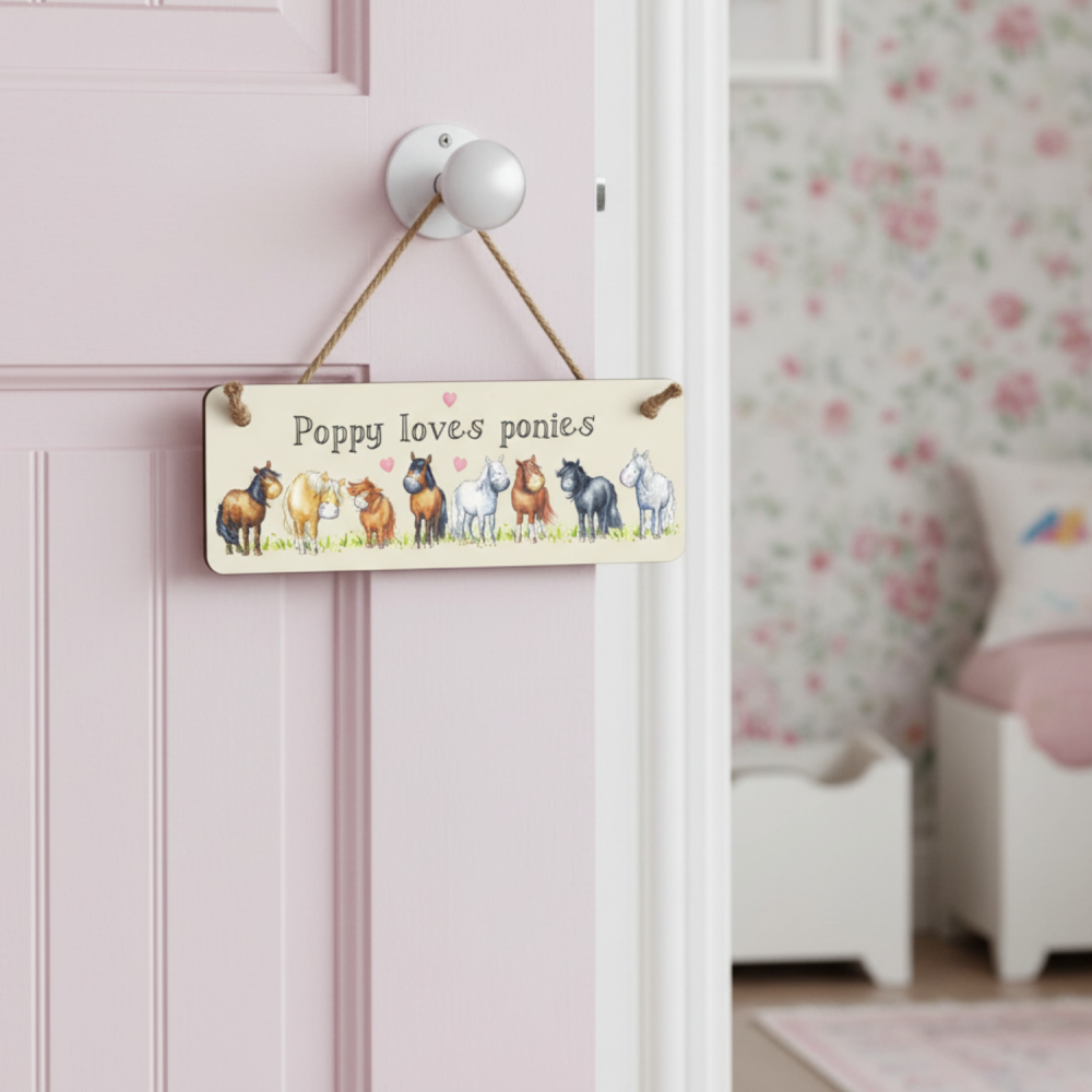 Personalised Children’s Pony Door Sign - printed