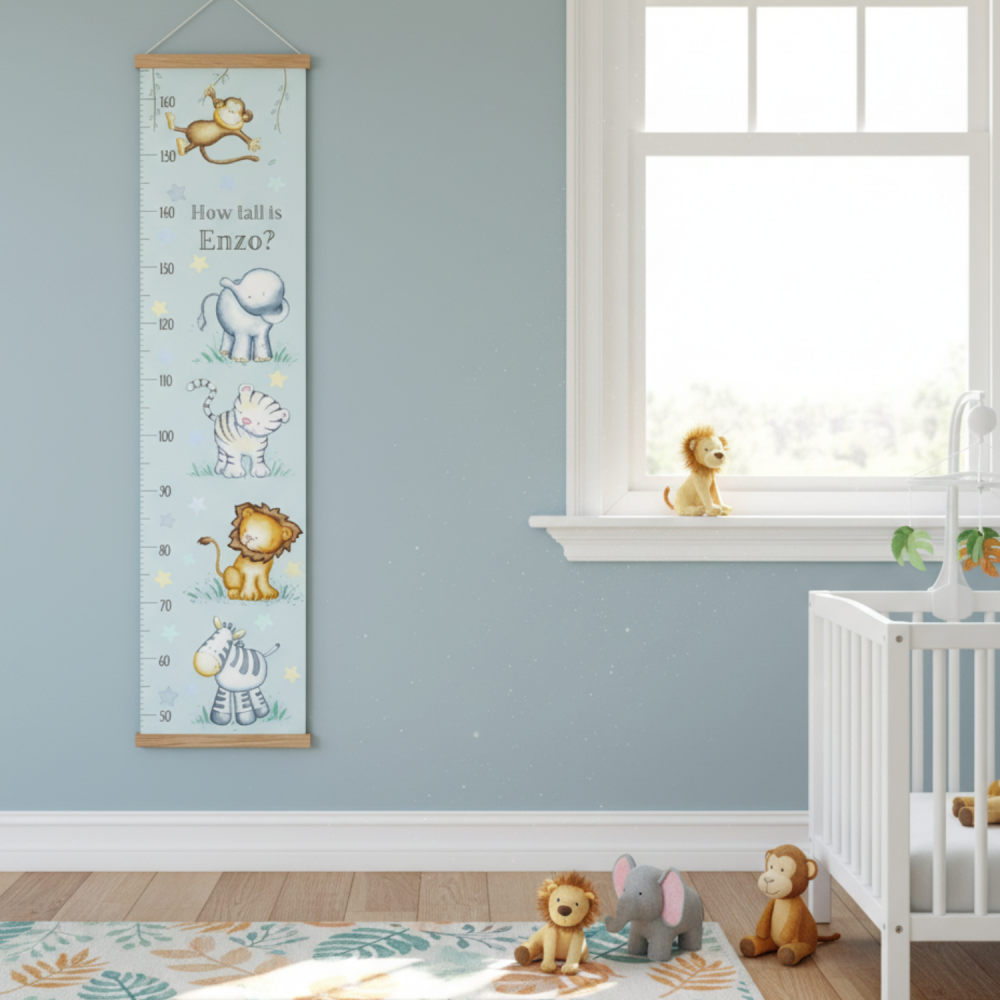 Jungle animals personalised height chart