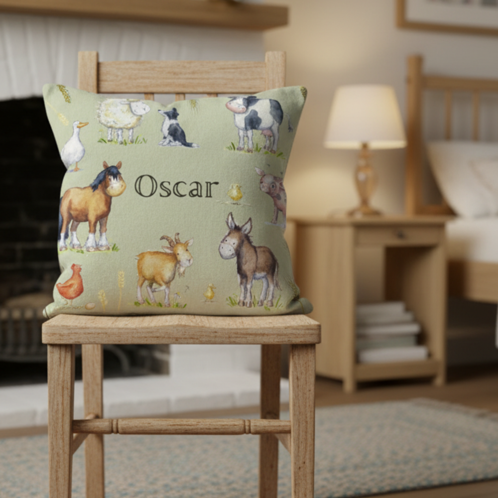 Farm animal cushion- personalised