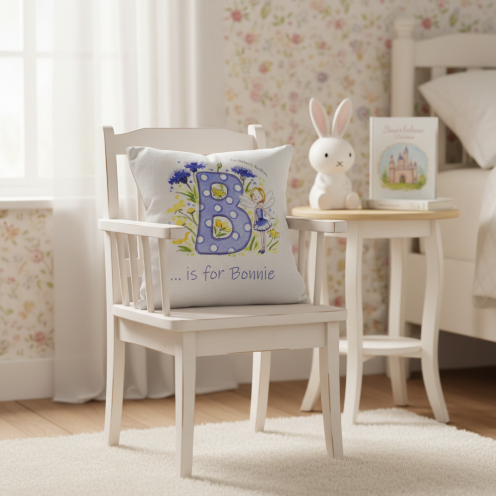 Flower fairy initial cushion