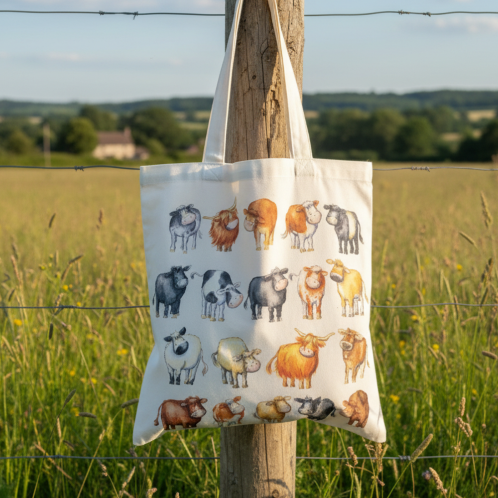 Cow Breed Tote Bag • Heavyweight Eco Shopper •