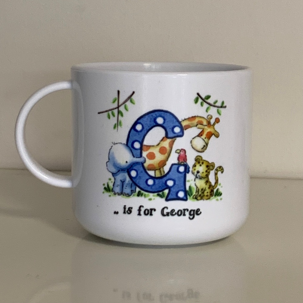 Childrens polymer mug - personalised initial