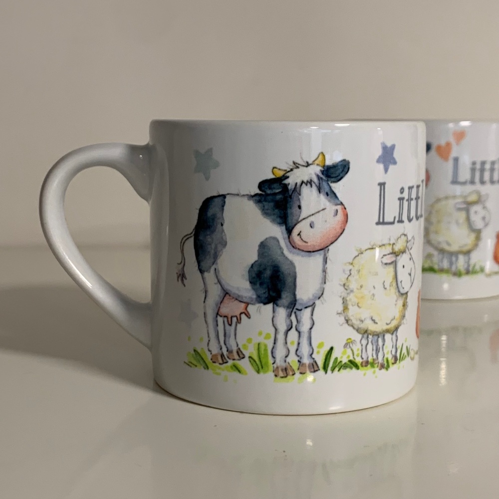 Childrens little farmer mug - cute watercolour farm animals