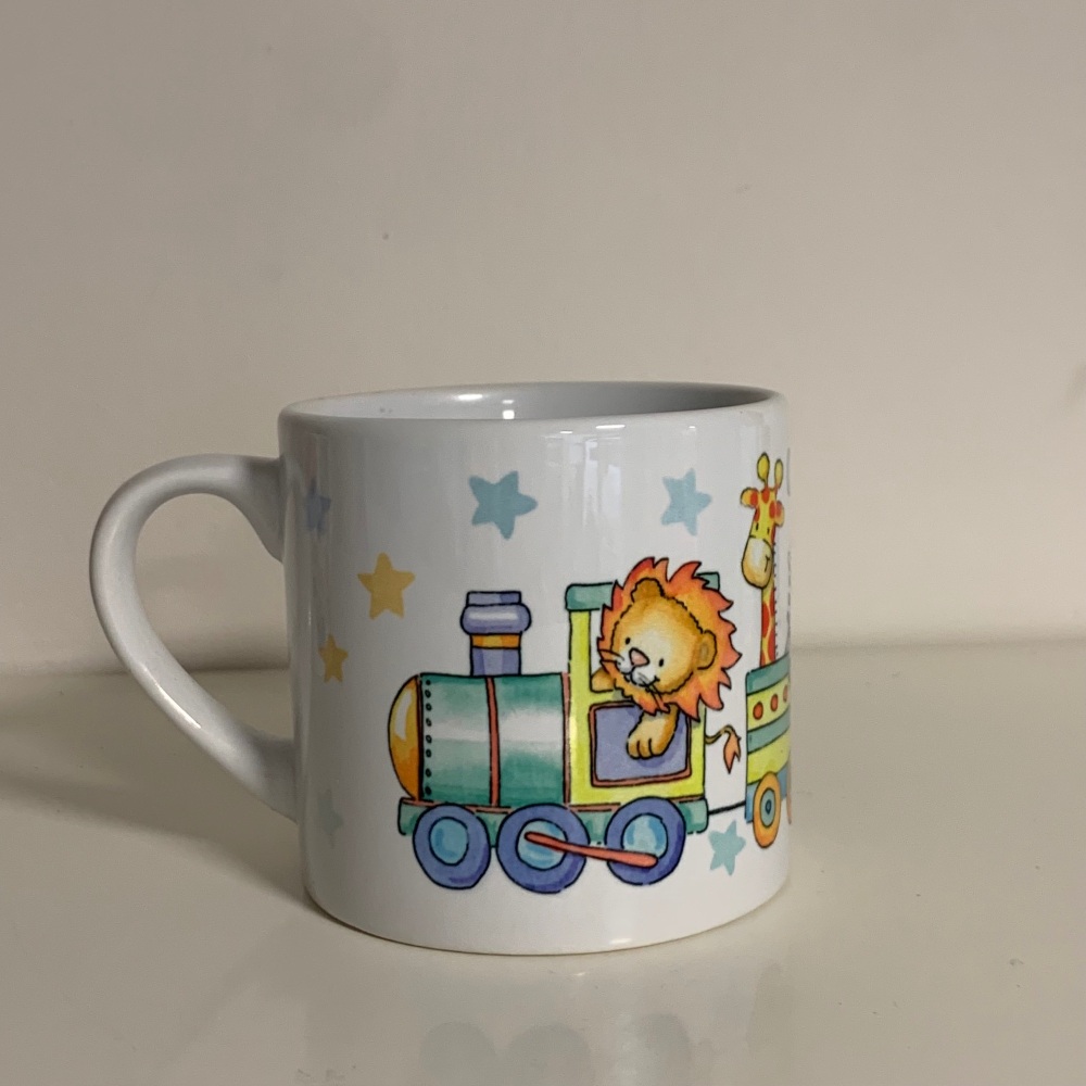 Train Mug for Toddlers – Cute Watercolour Train Cup | Baby Boy Gift |