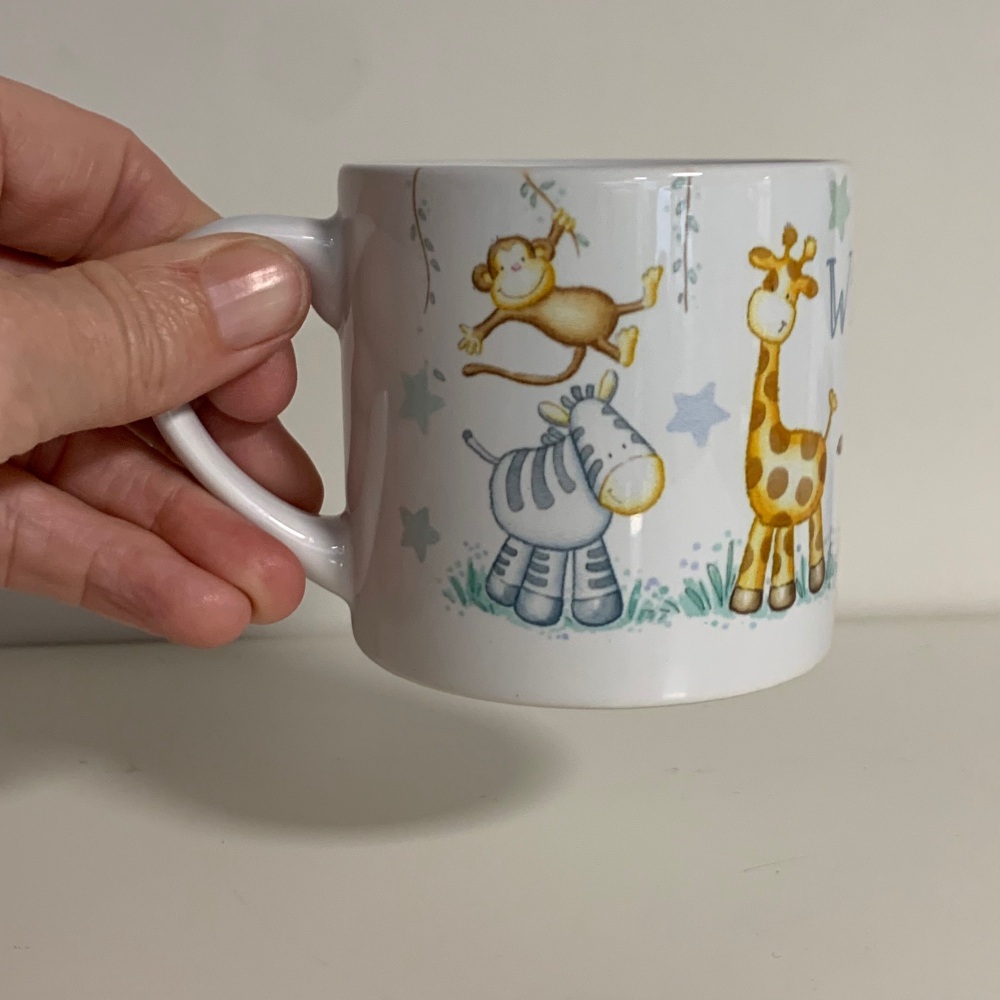 Jungle Animals Mug – Safari Baby Cup with Elephant, Giraffe & Lion | Jungle Nursery Gift