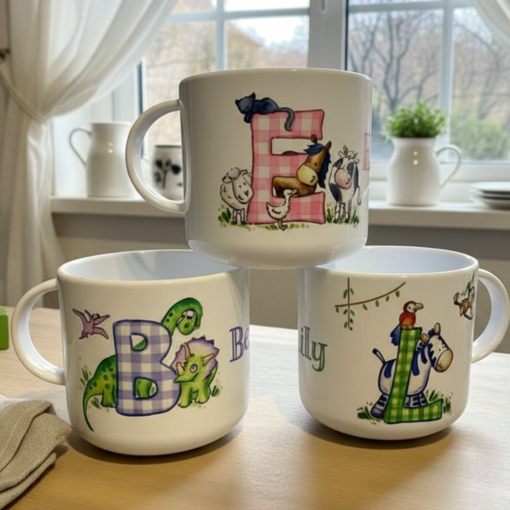 Childrens polymer mug - personalised initial