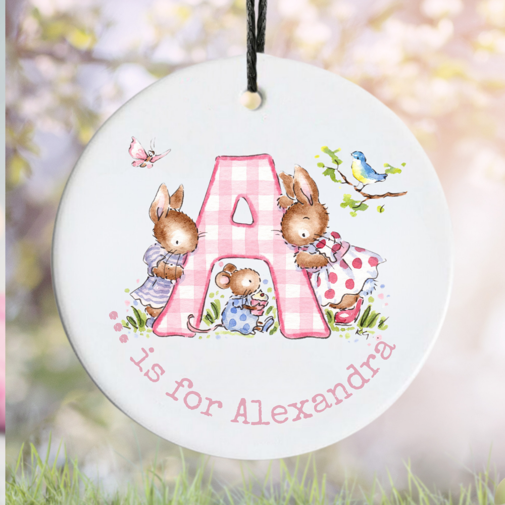 Girl initial  hanging ceramic decoration