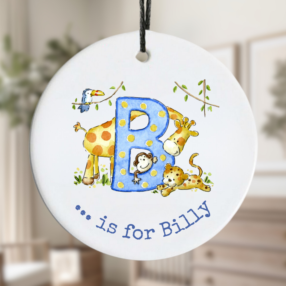 Boy initial hanging ceramic decoration