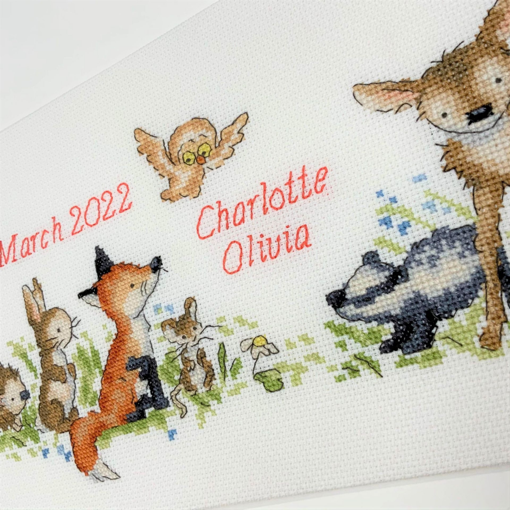 Woodland Welcome Cross Stitch Kit, Bothy Threads Birth Sampler, Forest Theme