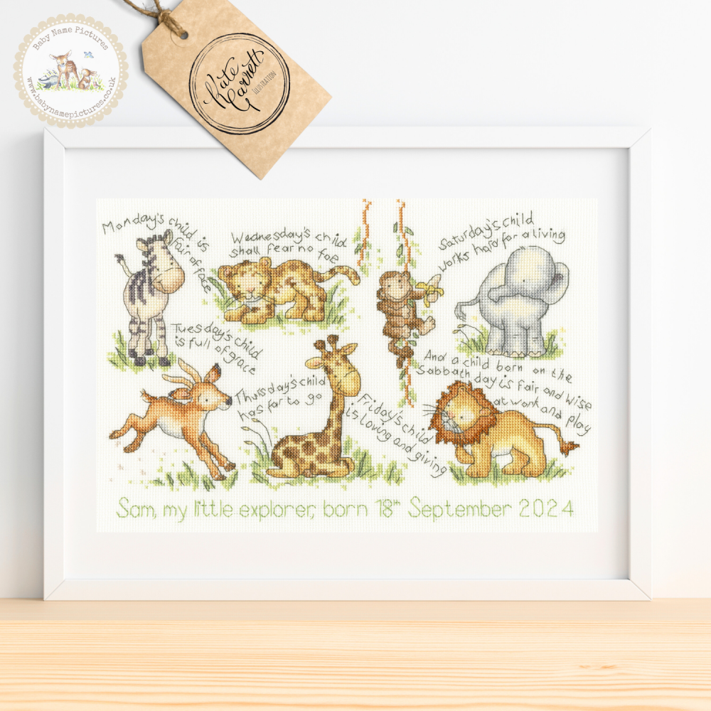 Monday's Child Jungle Animals Cross Stitch Kit: Bothy Threads XKG13