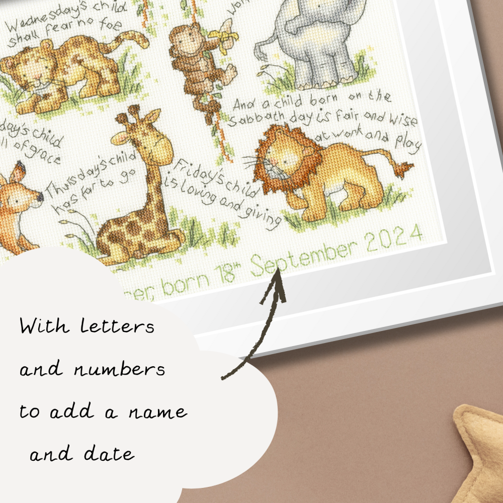 Monday's Child Jungle Animals Cross Stitch Kit: Bothy Threads XKG13