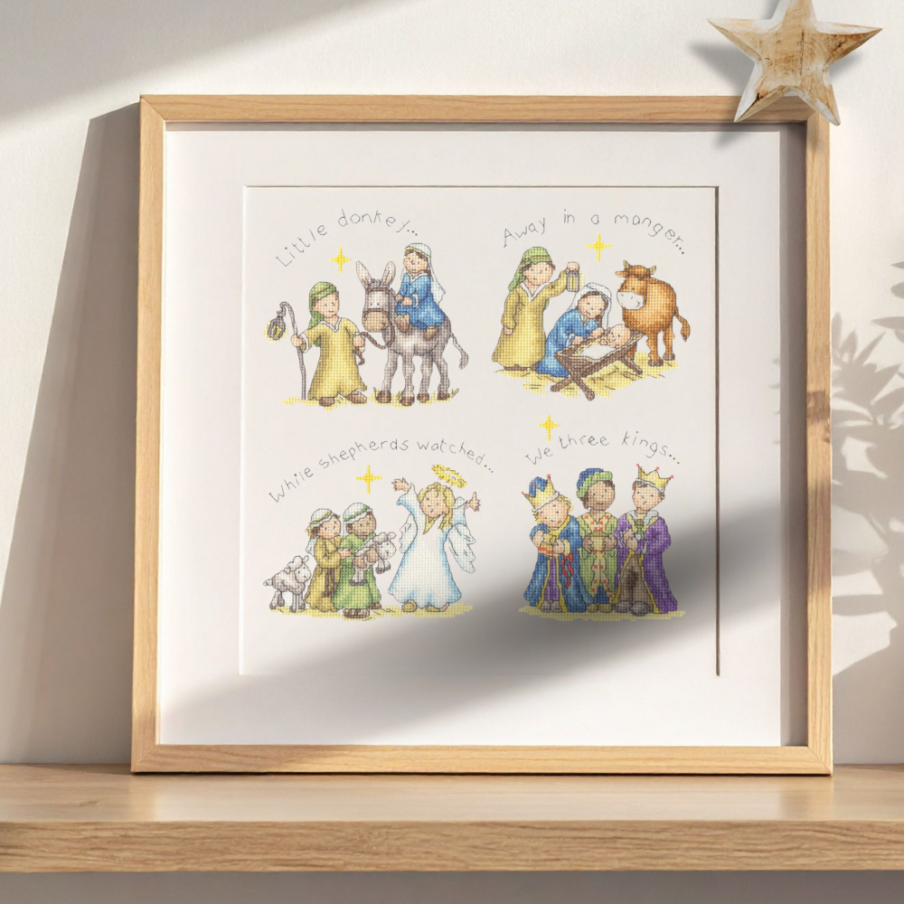 Little donkey Cross stitch kit - Christmas Carol Cross Stitch Kit: 4 Nativity Scenes, Makes Cards