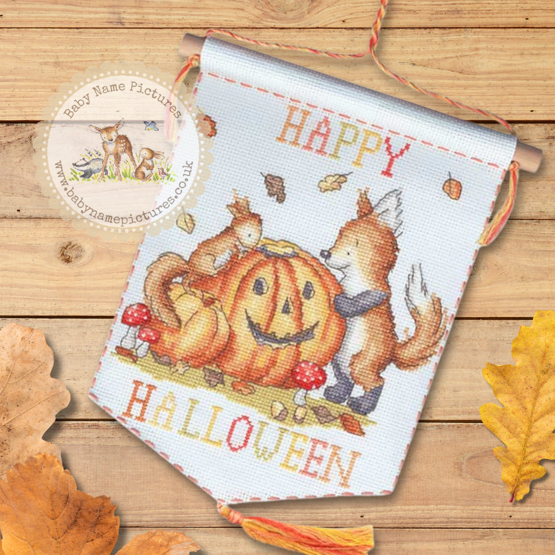 Happy Halloween Fox & Pumpkin Counted Cross Stitch Kit
