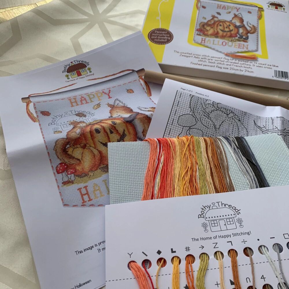 Happy Halloween Fox & Pumpkin Counted Cross Stitch Kit