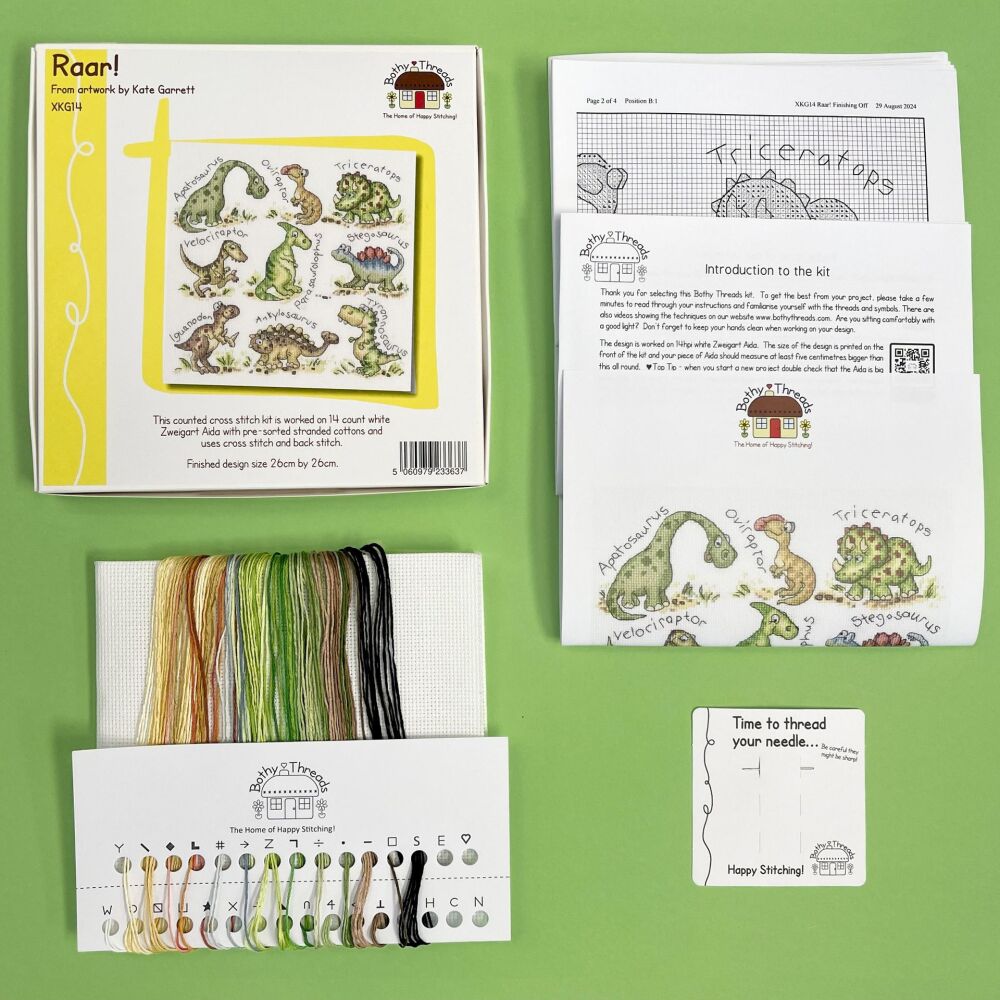 Dinosaurs Cross Stitch Kit &ndash; Raar Bothy Threads kit