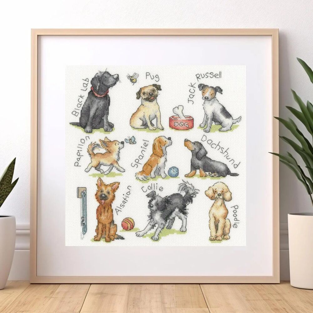 Woof dog breeds gift &ndash;  Bothy Threads cross stitch kit