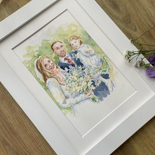 Bespoke wedding illustration designed as a lasting family keepsake