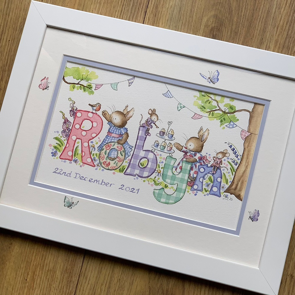 Classic forest themed baby wall art in watercolour