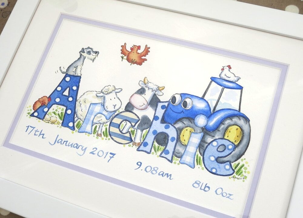 safari animals nursery décor personalised name print