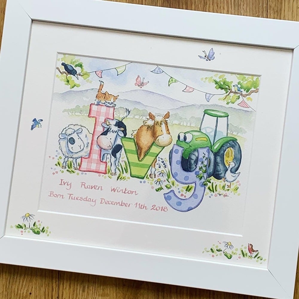 bespoke personalised baby name painting jungle theme