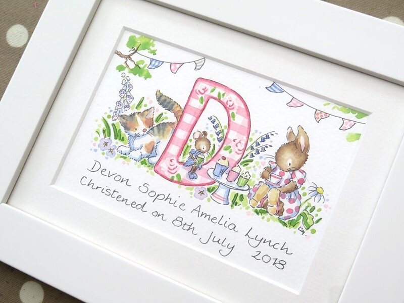 Classic forest themed baby wall art in watercolour