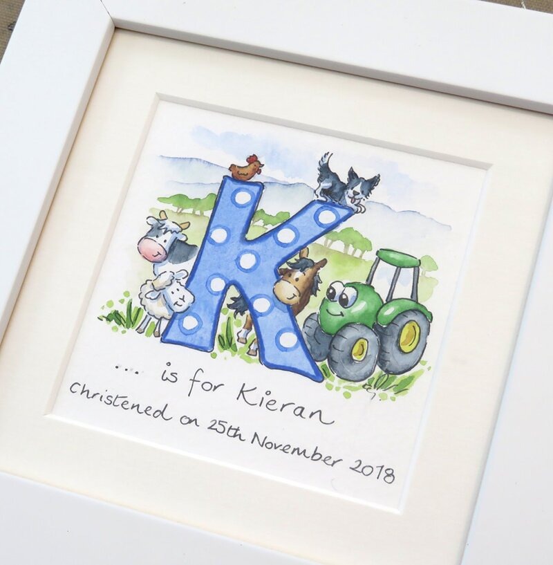 Bespoke woodland animals name painting for nursery wall with pets