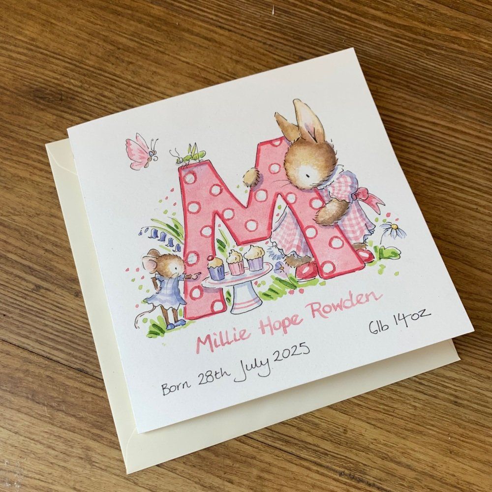 Hand-Painted Children&rsquo;s Initial Card &ndash; Personalised Watercolour Letter