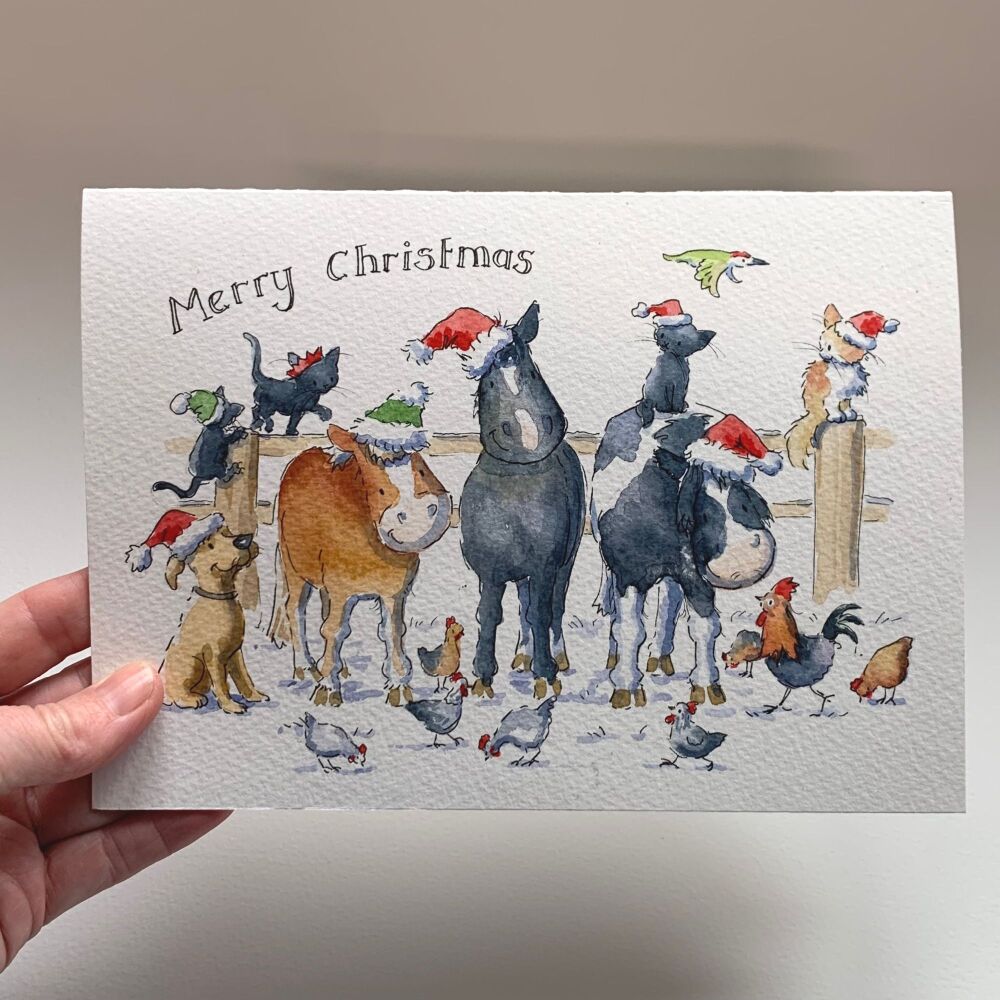 Personalised Hand Painted Christmas Card &ndash; Family, Pets or Home Scene