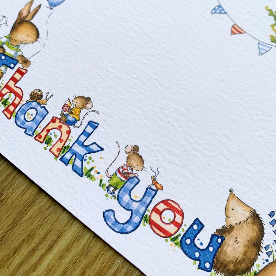 Children's Tea Party Thank-You Notes with Animal Illustrations