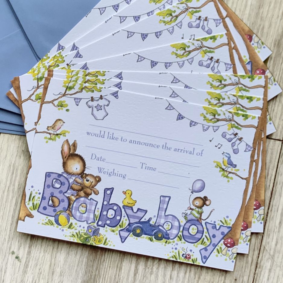 Baby Boy Arrival Announcement Cards