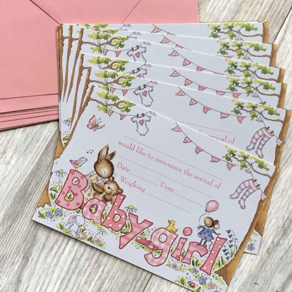 Baby Girl Arrival Announcement Cards