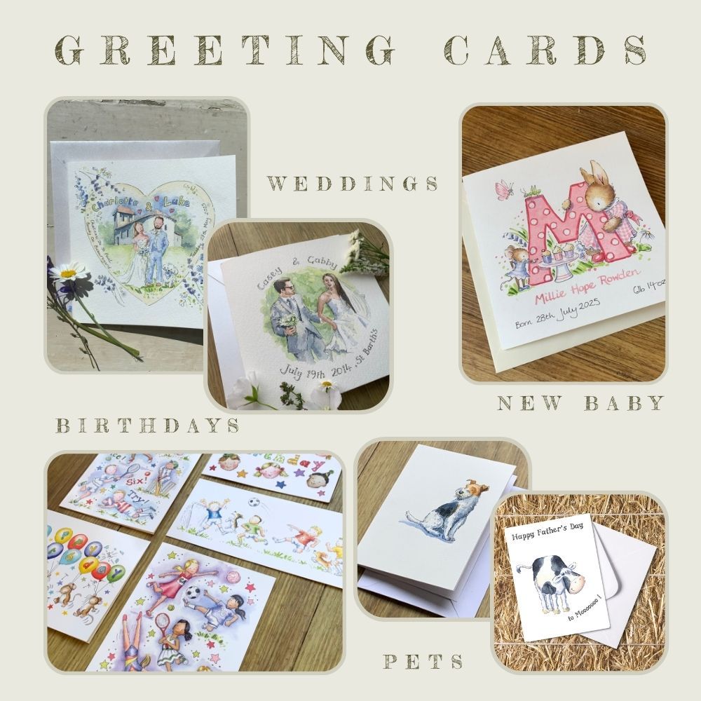 Greeting cards - hand painted and printed