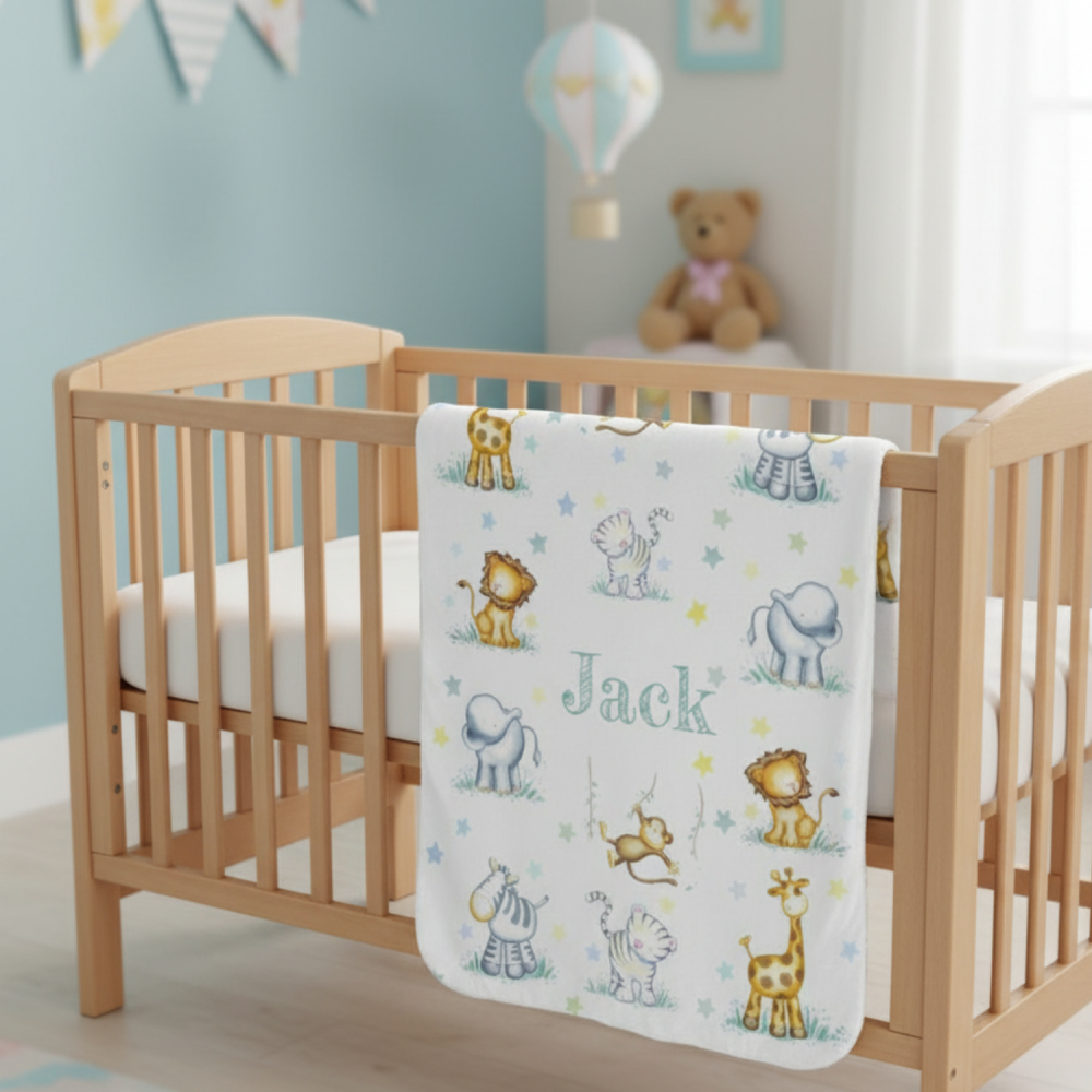 Personalised Jungle Baby Fleece Blanket
