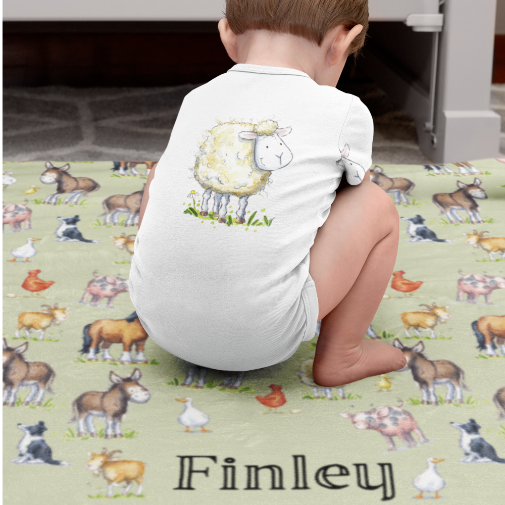 Personalised Farm Animals Baby Fleece Blanket