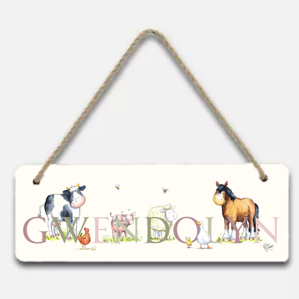 Personalised Farm Door Sign for Girls