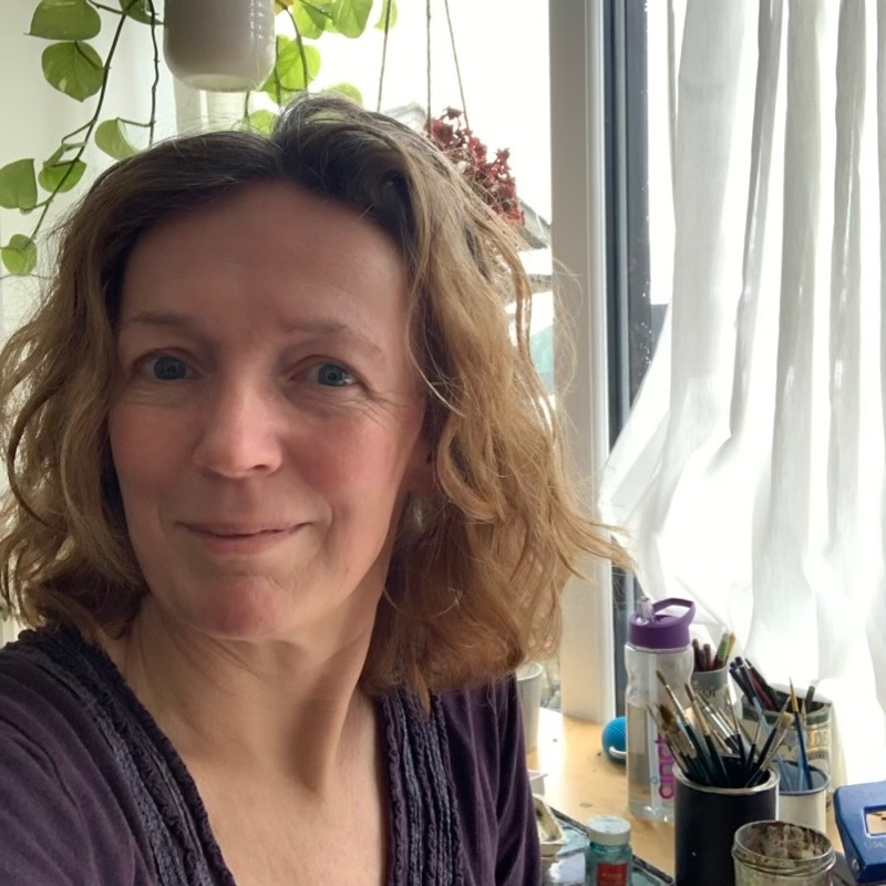 Watercolour baby name painting being created by illustrator Kate Garrett in her Devon studio.