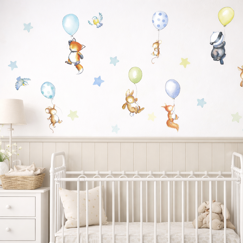 Woodland Animals Nursery Wall decals  - blues and greens