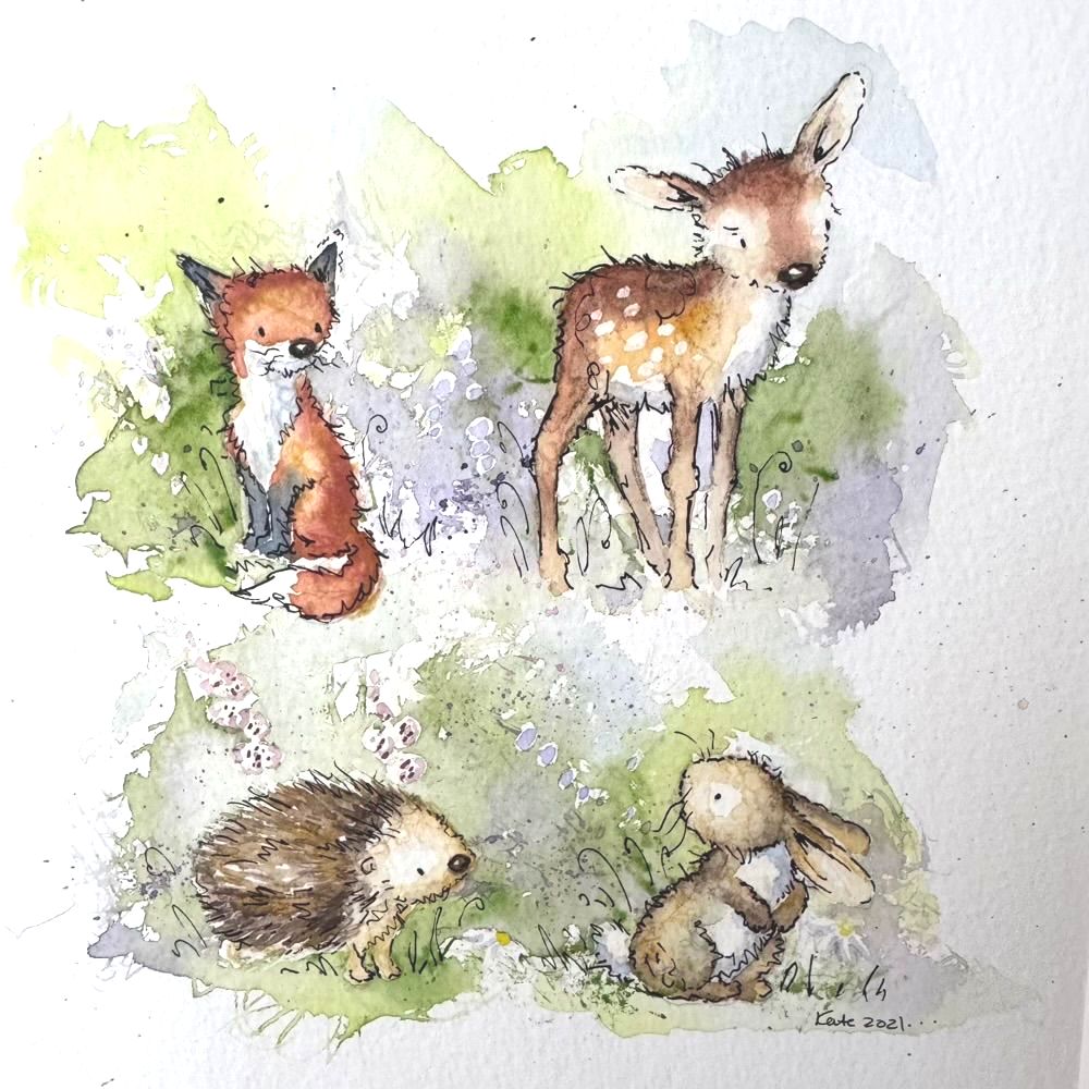 Woodland Animals Original Watercolour Painting