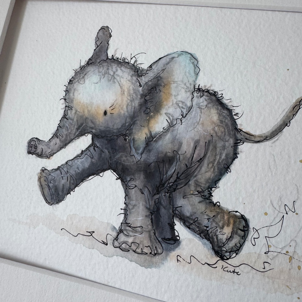 Baby Elephant Original Watercolour Animal Nursery Painting