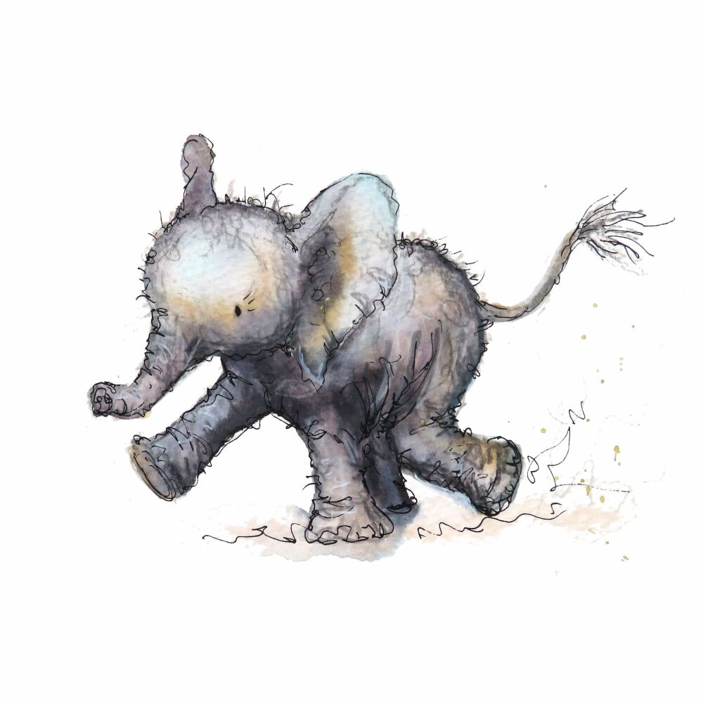 Baby Elephant Original Watercolour Animal Nursery Painting