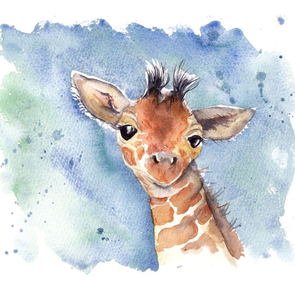 Baby giraffe Original Watercolour Animal Painting