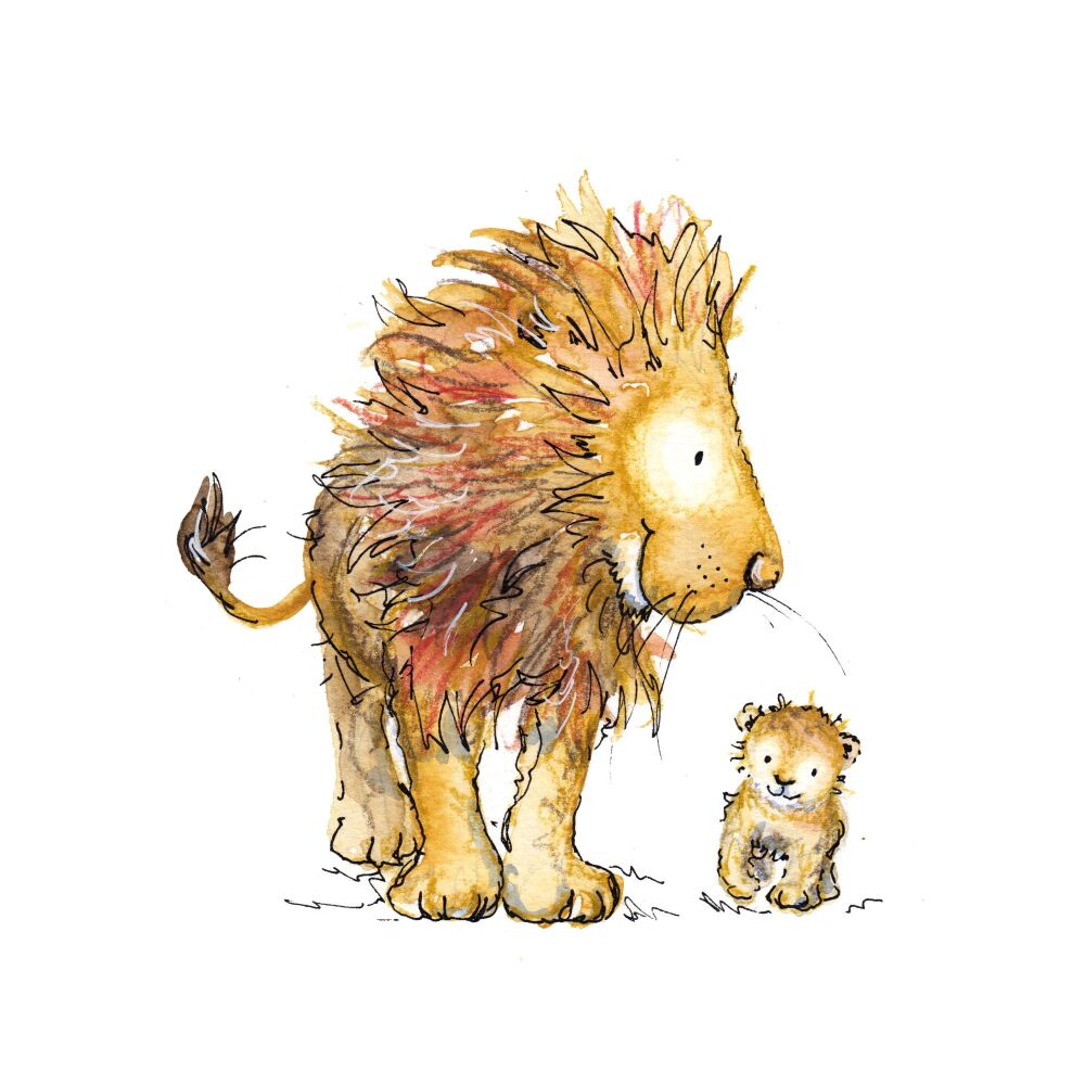 Lion and baby Original Watercolour Animal Nursery Painting