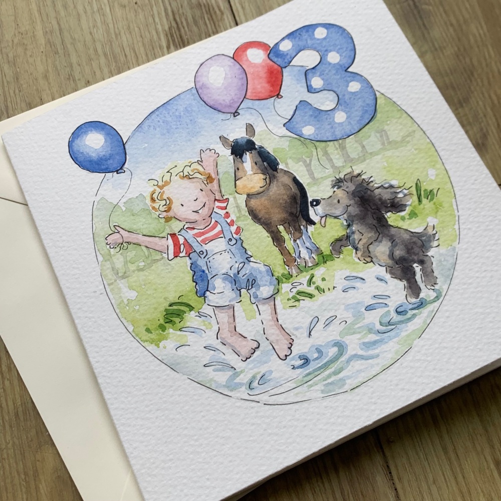Personalised Hand Painted Children&rsquo;s Birthday Card | Watercolour Illustration