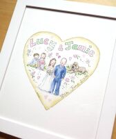 Wedding heart artwork 14 x 11 hand painted personalised family keepsake