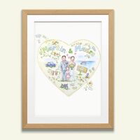 Personalised wedding heart artwork 14 x 11 meaningful wedding gift from par