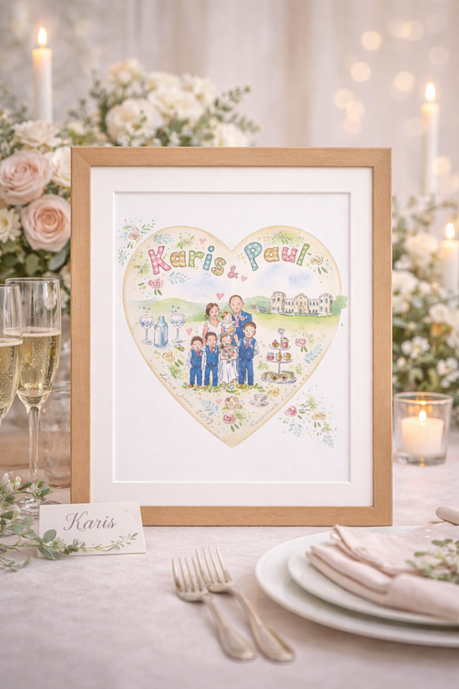 Hand-Painted Wedding Heart Picture &ndash; Wedding Gift from Parents (14 x 11 Framed Keepsake)