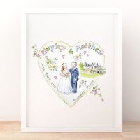 <!-- 014 -->Hand-Painted Wedding Heart Picture &acirc; Wedding Gift from Parents 