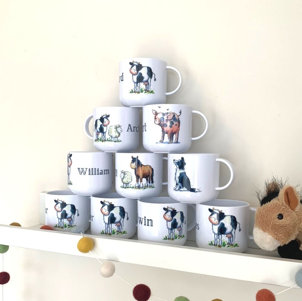 Personalised Unbreakable Children&rsquo;s Farm Animal Mug &ndash; Toddler Cup