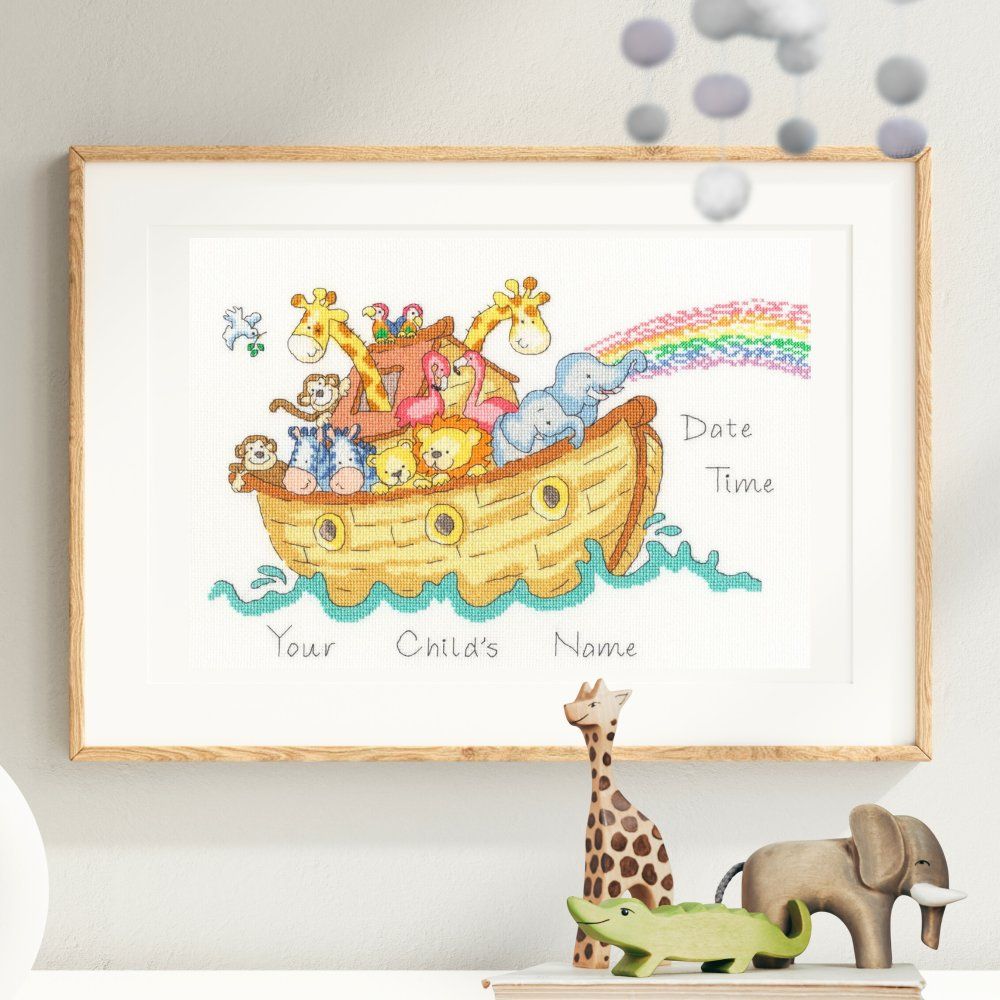 Baby Ark Cross Stitch Kit &ndash; Noah&rsquo;s Ark Baby Sampler