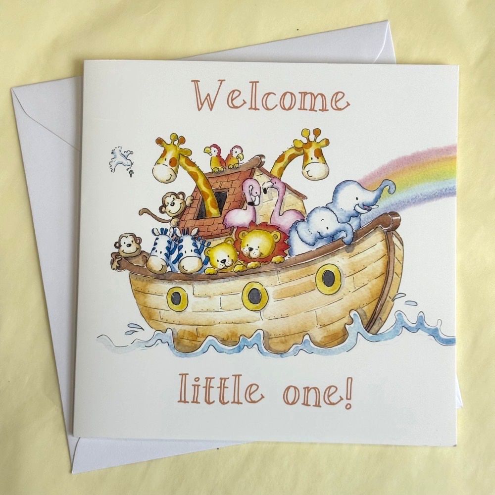 Noah&rsquo;s Ark Baby Greeting Card &ndash; &ldquo;Welcome Little One&rdquo;